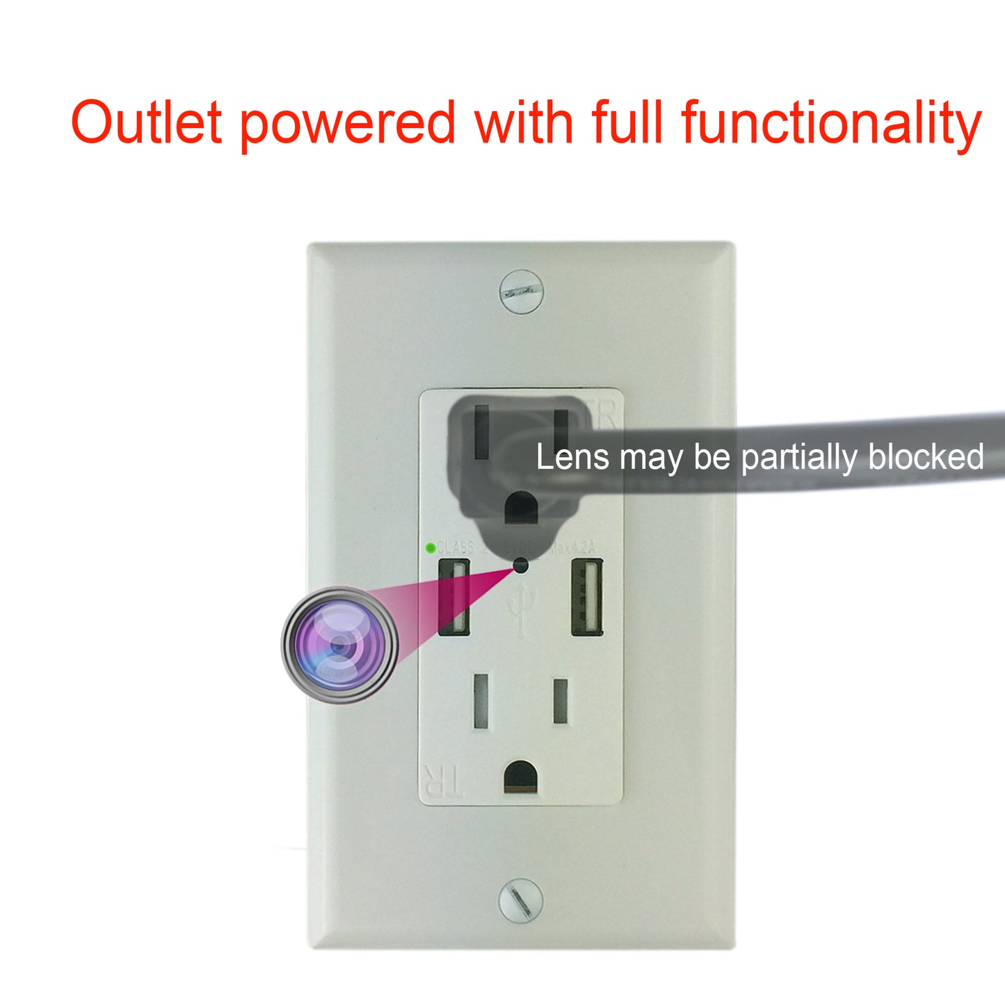 Spy Camera in US-Style USB Outlet (Item No.1112-1)