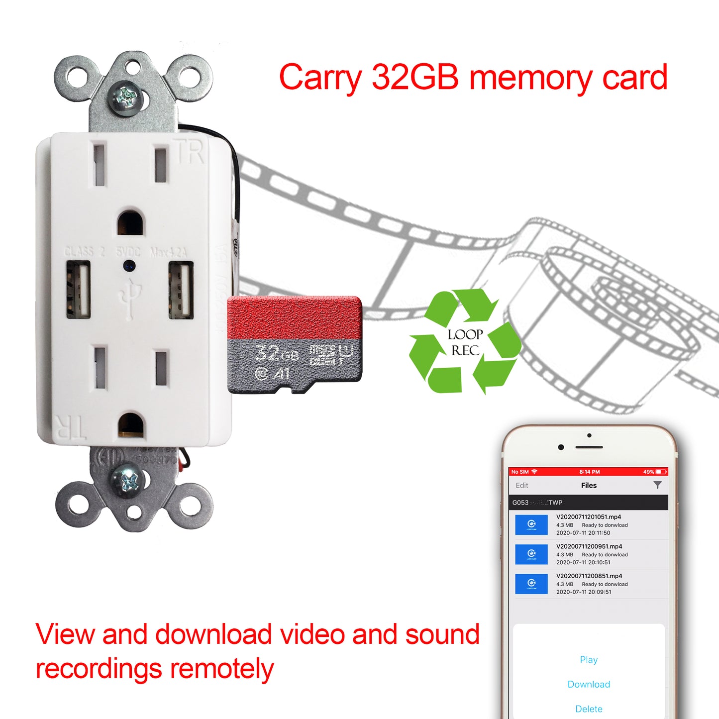 Spy Camera in US-Style USB Outlet (Item No.1112-1)